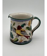 Vintage Bird Leaves Italy Ceramic Pottery Pitcher Vase - $18.49