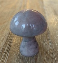 Italian MCM Mushroom Purple Gray Alabaster Marble Stone Paperweight Vintage 60s - £85.77 GBP