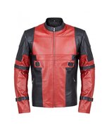 LE Red &amp; Black Leather Jacket - £126.41 GBP
