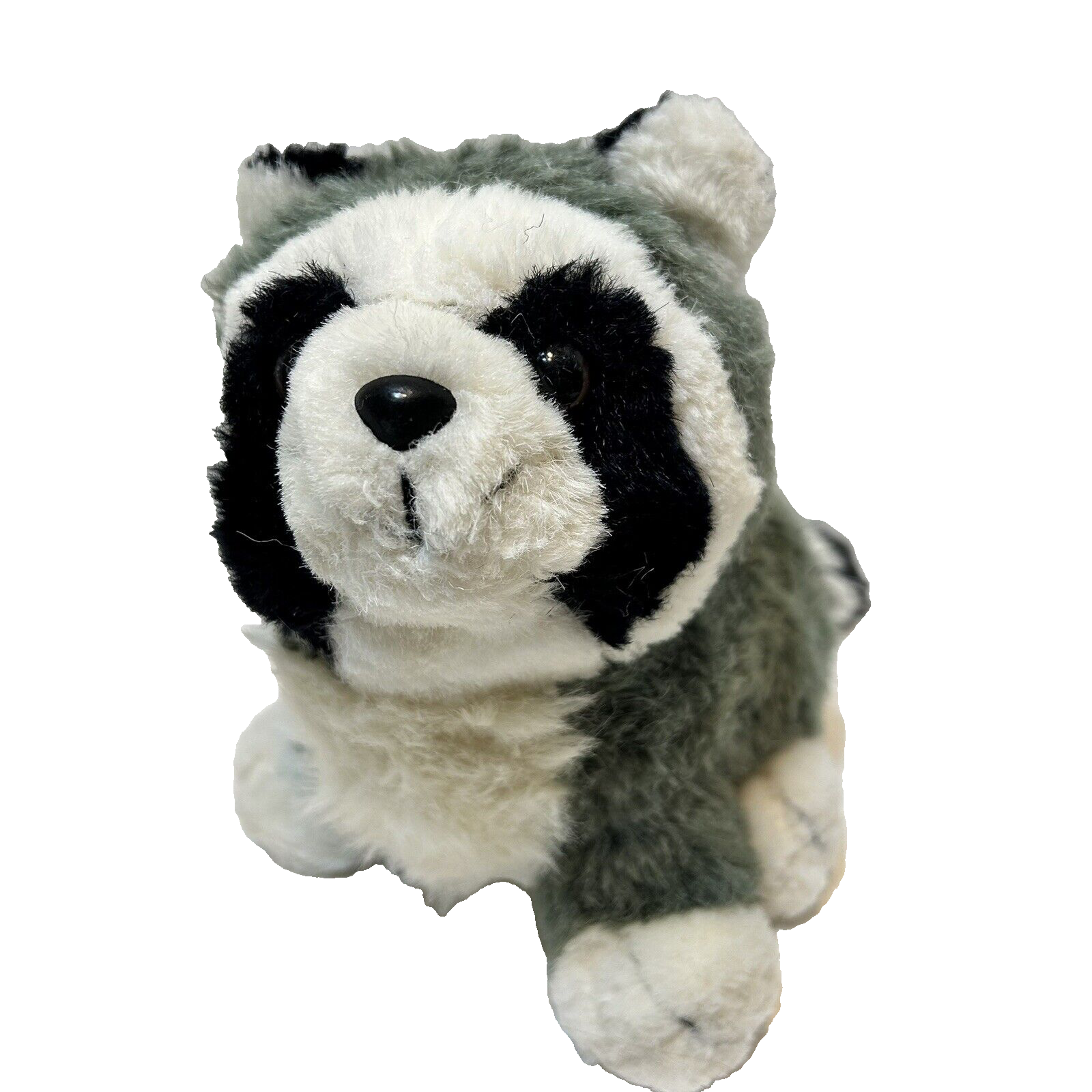 Vintage TLToys Plush Realistic Baby Raccoon Black Gray White Stuffed Animal 8" - $19.53