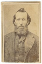CIRCA 1870&#39;S CDV Handsome Rugged Man with Beard S.H. Henslee New Lexington, OH - £9.73 GBP
