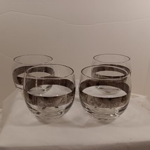 4- Vintage Suntile Theme Cocktail Roly Poly Glasses with Platinum Stripe Barware - £33.23 GBP