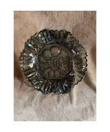 Vintage Federal Glass Smoke Grey Carnival Glass Ruffled Fruit Bowl - $28.43 CAD