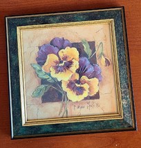 Barbera Mock Framed Print Pansies Square Rich Fall Tones 11 1/2” Square Matted - £21.48 GBP