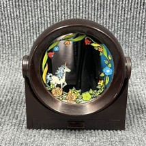 VTG 70’s Yaps Brown Lucite Mirror Unicorn Floral Music Box Small Drawer RARE - £40.94 GBP