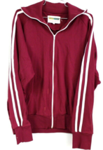VTG 1980s TENeX Maroon White Track Jacket Run DMC Style Stretch Nylon Me... - $74.24
