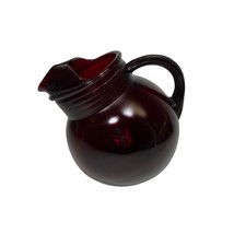 Vintage Anchor Hocking Royal Ruby Red Glass Tilted Ball Bulb 6&quot; Pitcher - £9.43 GBP