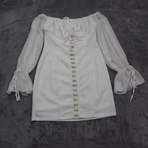 Pretty Little Thing Shirt Women 6 White Ruffle Bell Long Sleeve Blouse V... - £17.78 GBP