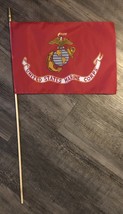Small Vintage United States Marine Corps Flag Approx 17&quot; x 11.5&quot; with Po... - $372.61 MXN