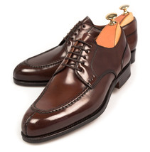 Split Moc Toe Derby Brown Pure Leather Men&#39;s Handmade Lace Up Formal Shoes, - £112.17 GBP