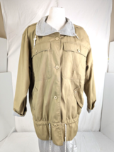 Vntg Mulberry Street Women Khaki Jacket Button Up Drawstring at Hips Siz... - $16.25