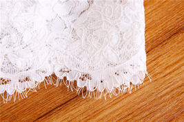 Off Shoulder V-Neck Long Sleeve Lace Crop Tops Boho Wedding Bridal Lace Top image 4
