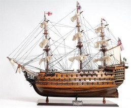 Ship Model Watercraft Traditional Antique HMS Victory Medium Mahogany Brass - £966.68 GBP