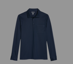 Joseph Abboud Modern Fit Luxe Cotton Long Sleeve Polo -L  colour: Navy - $32.71