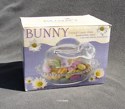 Indiana Clear Glass Bunny on Nest Covered Candy Dish in Original Box Vin... - $14.99