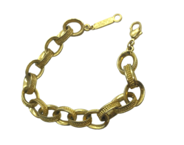 Napier Vintage Bracelet Textured Chain Links Retro Mod Signed gold tone - £12.65 GBP