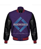 Premium Baseball Letterman Varsity Wool Jacket &amp; black Genuine Leather S... - €80,24 EUR