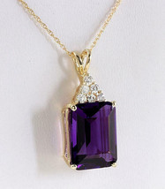 2.70Ct Emerald Cut Lab-Created Purple Amethyst Diamond 14K Yellow Gold Finish - £91.60 GBP