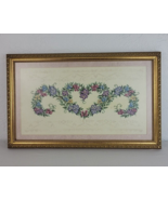 Summer Floral Embroidery Framed Pansy Gold Wreath Multi Color OOAK GVC - £39.29 GBP