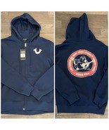 NWT $119 True Religion Full Zip Navy Blue Hoodie Men's Large Buddha 2002 - $47.29