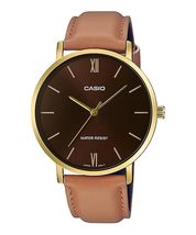 Casio MTP-VT01 Series Quartz Men&#39;s Watch, Gold x Tan Leather MTP-VT01GL-5B - £31.44 GBP