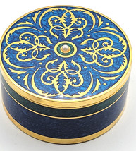 Vintage Mikimoto Blue Gold Lacquer Jewelry Case Pearl Cloisonne From Japan - £71.01 GBP