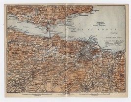 1910 Original Antique Map Of Vicinity Of Edinburgh / Scotland - £17.09 GBP