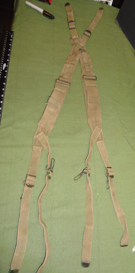 MILITARY WWII Korean War M1945 Field Pack Suspenders OD Green M-45 Strap... - $31.57