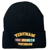 Vietnam Veteran Embroidered Skull Cap Beanie Hat (Black) - £15.60 GBP