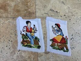 Pair of two vintage tapestries, hand embroidered, gobelin needlepoint fi... - $25.00