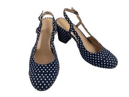 Kelly &amp; Katie Templar Women Shoes Blue White 8.5M Polka Dot Block Heel Sandals - $27.54