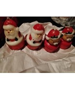 Vtg Christmas Tea Light Candles 2 Santas &amp; 2 Santa Bears 2.5&quot; Holiday Se... - $21.86
