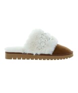 INC Womens 5 M Tan Pearl Ilene Fuzzy Faux Fur Slippers NIB HP2 - $29.39