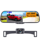 Backup Camera For Car HD 1080P With 5&quot; Mirror Monitor Two Video Channels... - £56.89 GBP