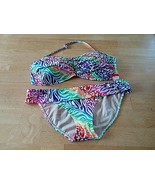 MYKONOS LADIES 2-PC BIKINI-XL-NWT-ROLL-DOWN WAIST-TIE BACK TOP-COLORFUL-... - £6.04 GBP