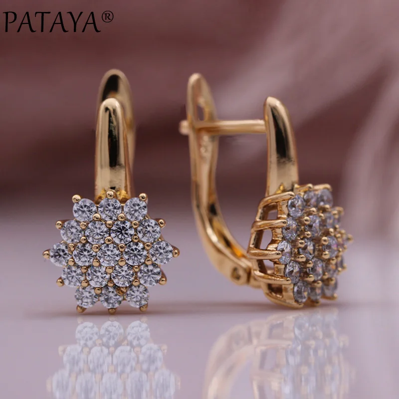 New Trend Sunflower Natural Zircon Lovely Earrings Women Party Fashion Jewelry R - £12.07 GBP