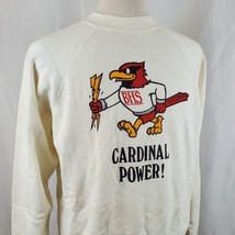 Vintage Cardinal Power Sweatshirt Adult XL White Hanes Cotton Blend 80s USA - £15.61 GBP