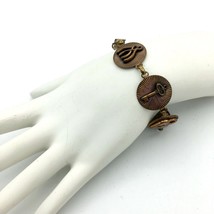 LUCK CHARM vintage copper bracelet - wishbone key lock heart anchor clov... - £15.95 GBP