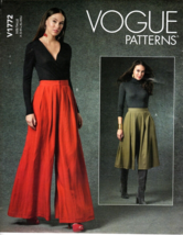 Vogue V1772 Misses S to XXL Wide Legged Palazzo Pants Uncut Sewing Pattern - £18.65 GBP