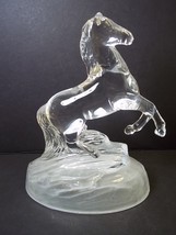 Cristal d&#39;Arques rearing horse lead crystal figurine frosted base JG Durand - £13.14 GBP