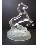 Cristal d&#39;Arques rearing horse lead crystal figurine frosted base JG Durand - £13.13 GBP