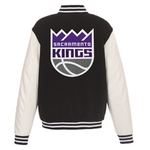 NBA Sacramento Kings Reversible Fleece Jacket PVC Sleeves Patches Logo  - £104.23 GBP