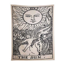 Anyhouz Tapestry Beige The Sun 200X150 cm Tarot Card Psychedelic Scene Art Hippi - £32.05 GBP