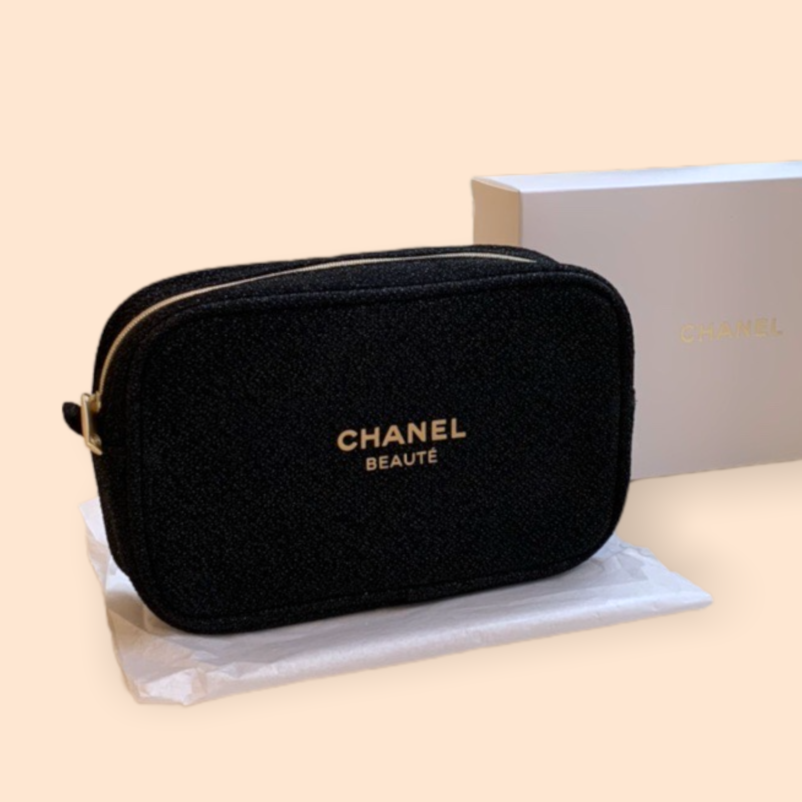 Chanel beaute cosmetic pouch, black and and 50 similar items Chanel beaute cosmetic pouch, black and and 50 similar items
