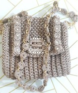 Blooms in Harmony: Beige and Clear Brown Bag with Floral Theme and Pearl  - $75.00