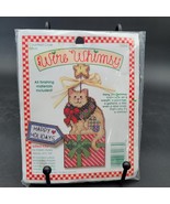 New Sealed Vintage 1994 Wire Whimsy Needlepoint Holiday Christmas Gifted Kitty - £5.79 GBP