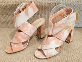 NICHOLAS KIRKWOOD Two Tone Pink Ankle Wrap Sandals - Size 38 - $127.99