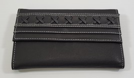 MM) Women&#39;s Black Faux Leather Tri-Fold Wallet Credit Card Holder Clutch - $7.91