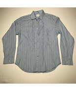 GUESS Button Down Shirt Mens L Light Blue Green White Striped Embroidered - £11.18 GBP