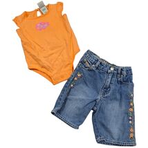 Baby Gap Floral Jeans Capris Bodysuit 100% Cotton 3-6 Y2K Ladybug Embroi... - $15.84